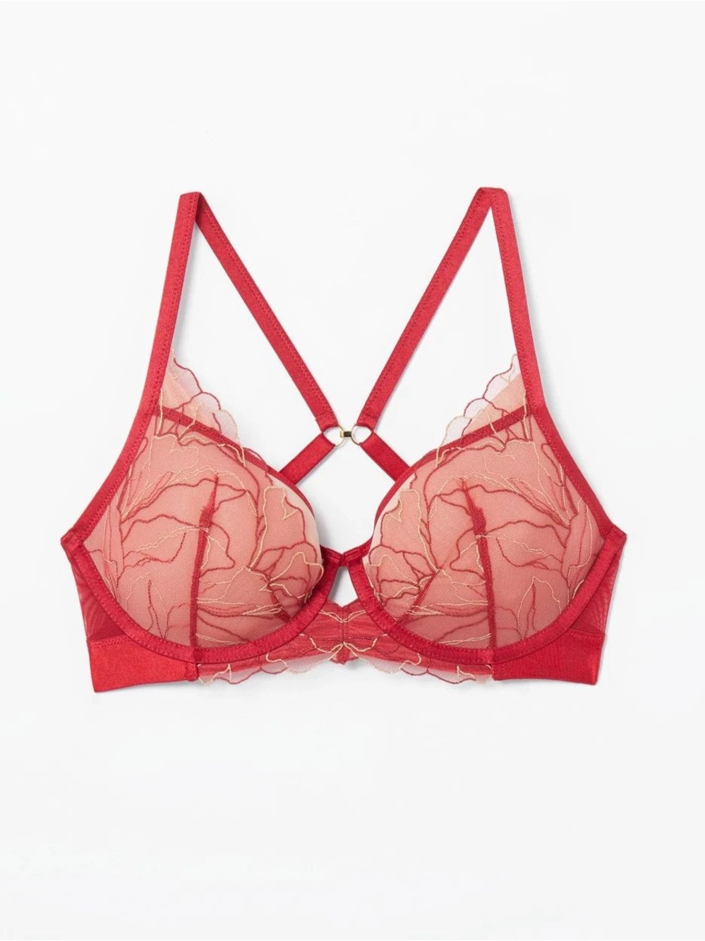 Soma Plunge Bra with Linework Metallic Embroidery Bralette
